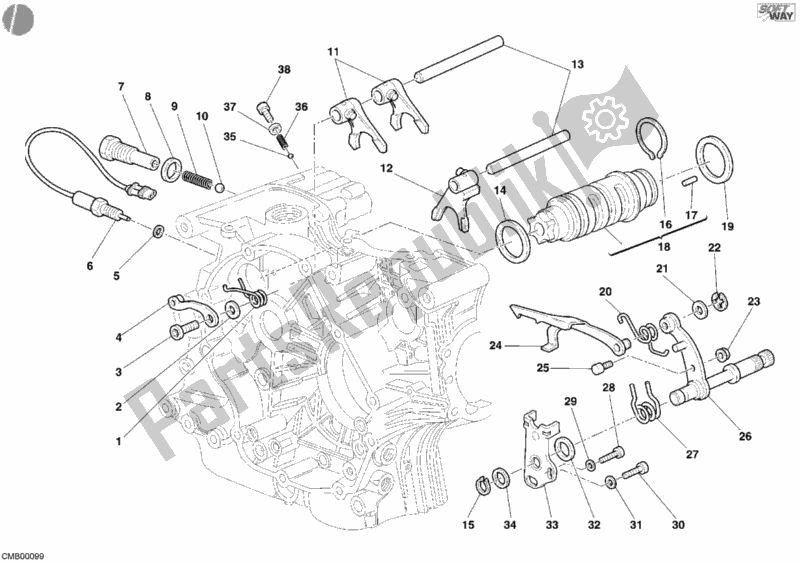 Toutes les pièces pour le Mécanisme De Changement De Vitesse du Ducati Monster 620 Dark Single Disc 2005